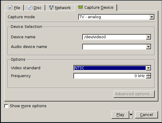 NTSC config of vlc